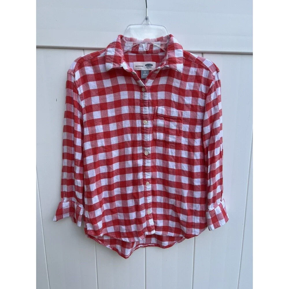Old Navy Soft Plaid Boyfriend Button up Long Sleeve Size Medium 8